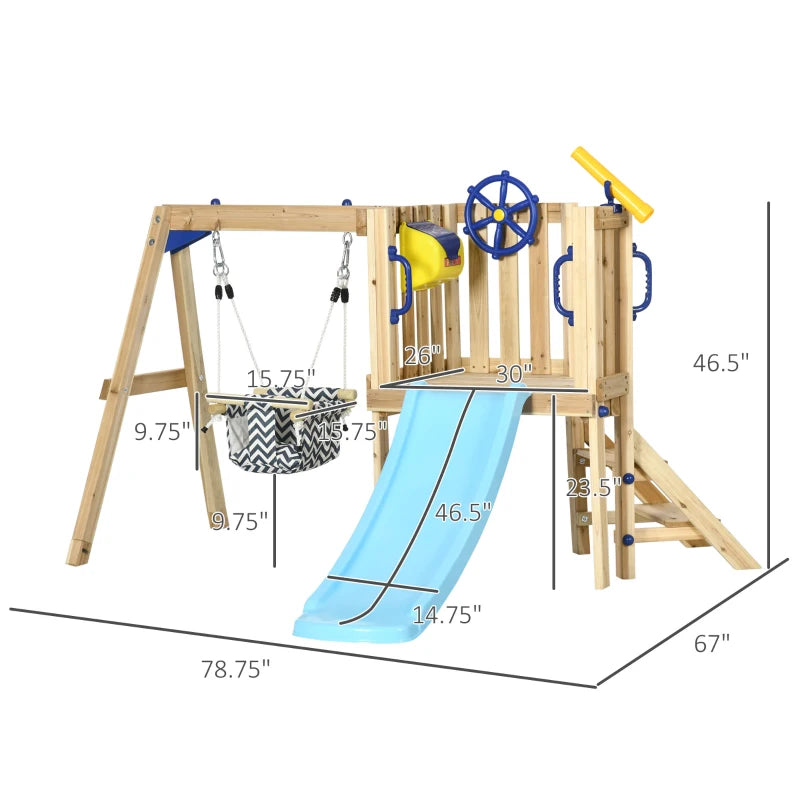 3in1 Wooden Swing Set Outdoor Playset