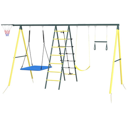 5in1 Outdoor Swing Set with Basketball Hoop