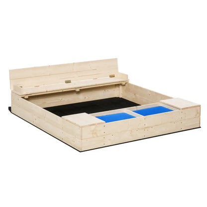 Wooden Sandbox with Bench & Storage Boxes