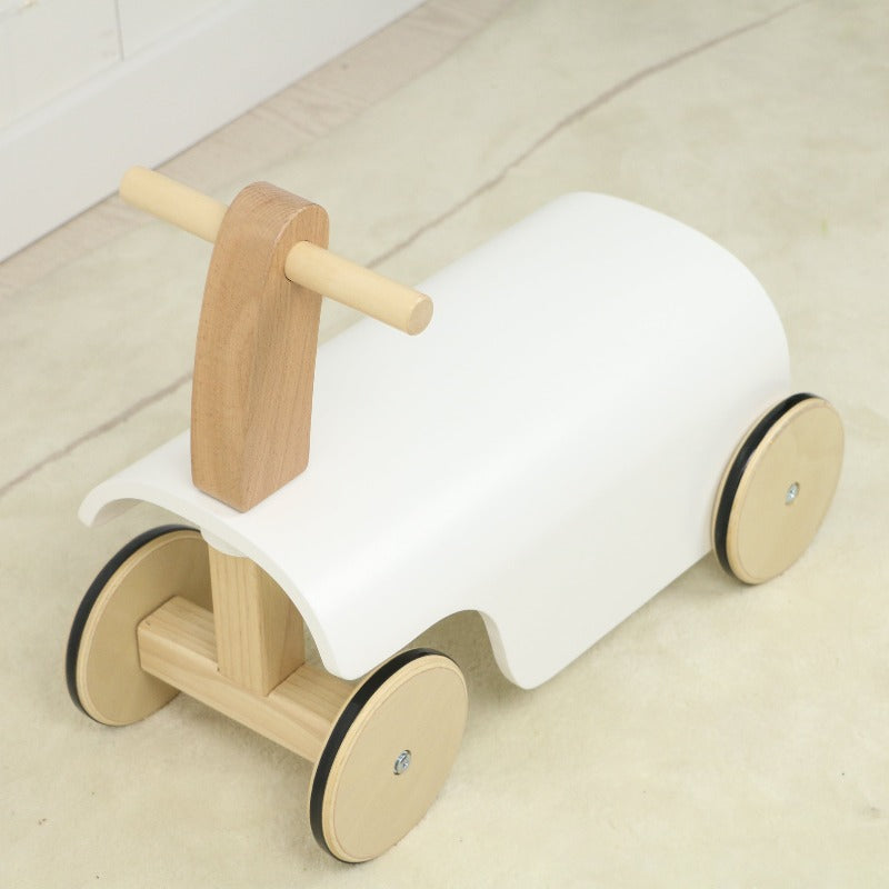 Wooden Ride-On Toy with Wheels and Walker