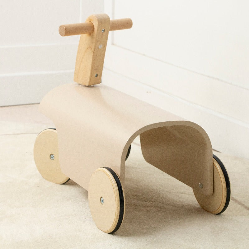 Wooden Ride-On Toy with Wheels and Walker