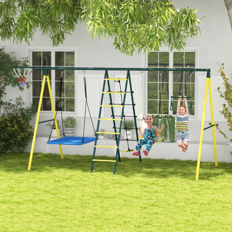 5in1 Outdoor Swing Set with Basketball Hoop