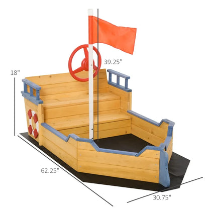 Cedar Wood Sandboat with Bench Seat Storage