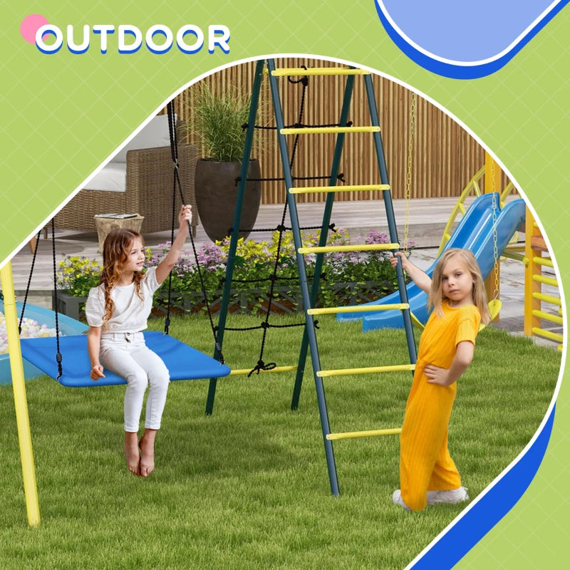 5in1 Outdoor Swing Set with Basketball Hoop