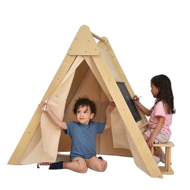 Oak Wood Learning Tent and Climber with Desk and Chair