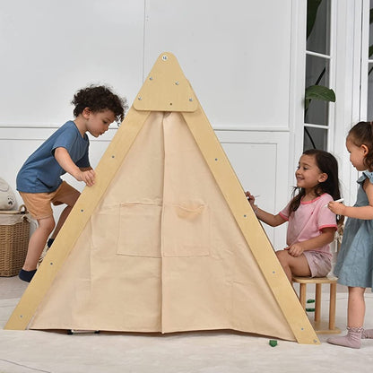 Oak Wood Learning Tent and Climber with Desk and Chair