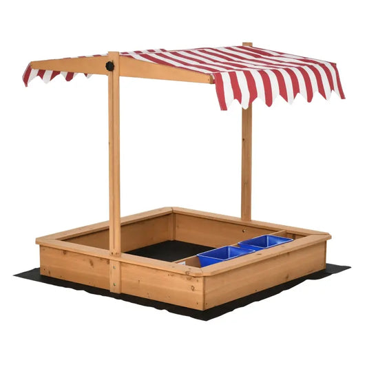 Outdoor Sandbox with Canopy & Foldable Bench Seats