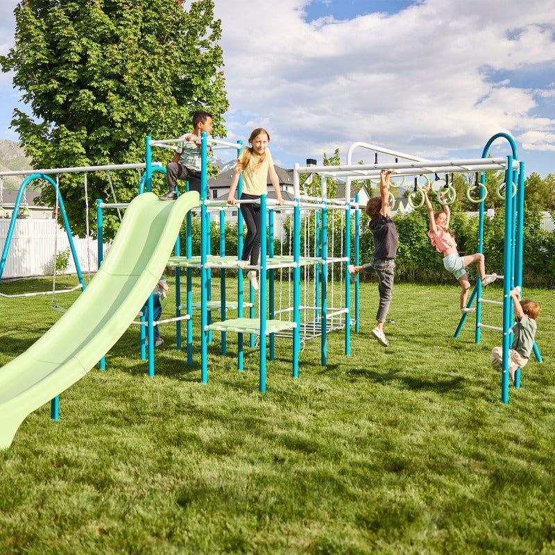 Base Camp Playground + Hanging Bridge, Jungle Line, & Monkey Bars