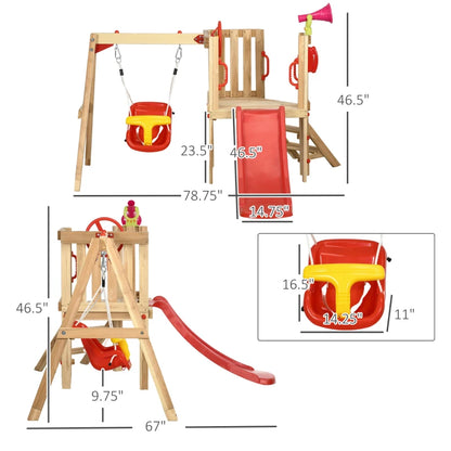 4in1 Outdoor Wooden Swing Set