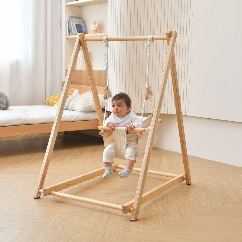 Spruce Foldable Wooden Swing Set