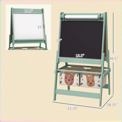 Art Easel with Paper Roll, Blackboard, & Whiteboard