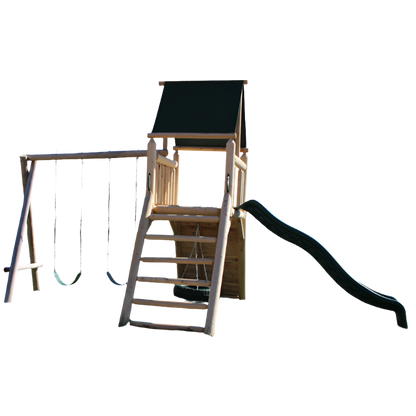 Cedar Peak Playground Tower [Swings, Slide, Tire Swing]