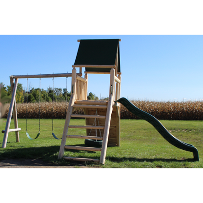 Cedar Peak Playground Tower [Swings, Slide, Tire Swing]