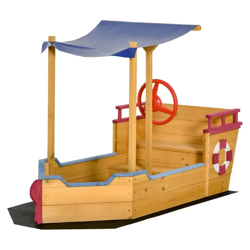 Wooden Sandbox with Canopy & Bench Seat Storage