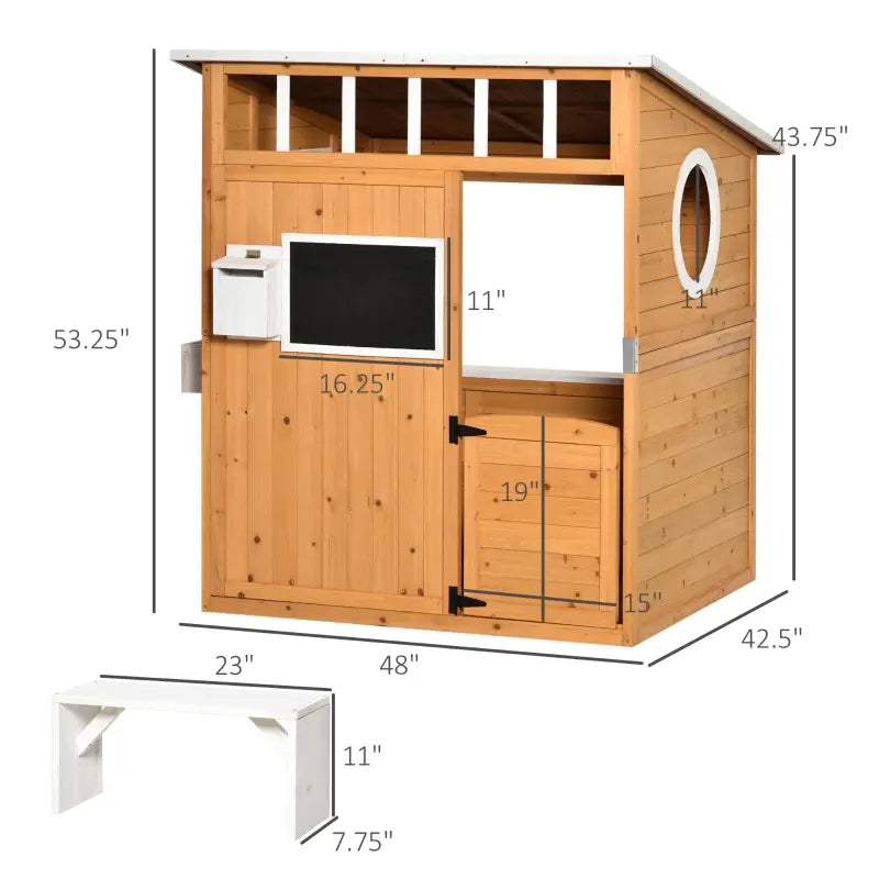 Outdoor Wooden Playhouse with Mailbox