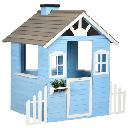 Outdoor Wooden Playhouse with Flower Pot Holders