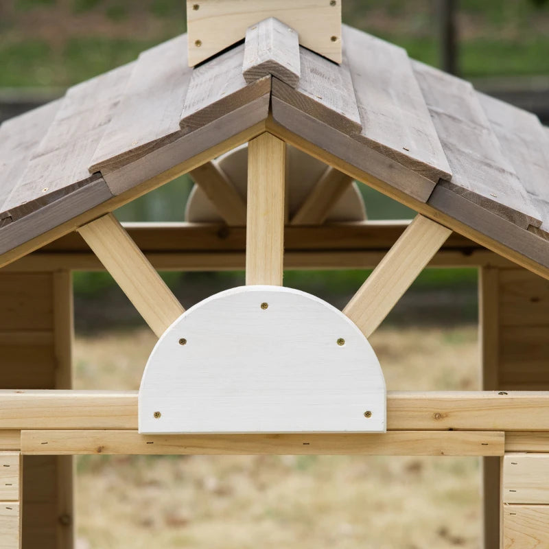 Outdoor Wooden Playhouse with Garden Pretend Play