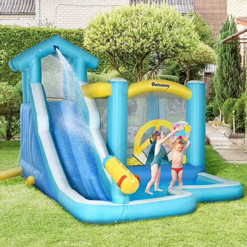 5in1 Inflatable Bounce House with Climbing Wall, Trampoline, & Pool