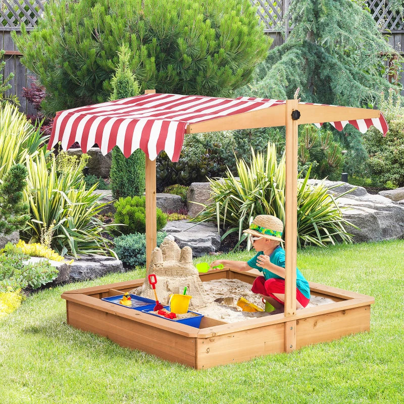 Outdoor Sandbox with Canopy & Foldable Bench Seats