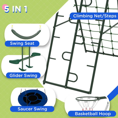 5in1 Outdoor Swing Set with Climbing Net