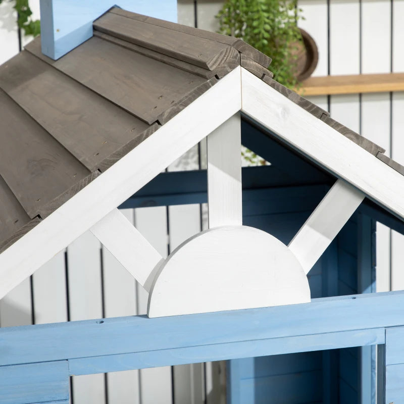 Outdoor Wooden Playhouse with Flower Pot Holders