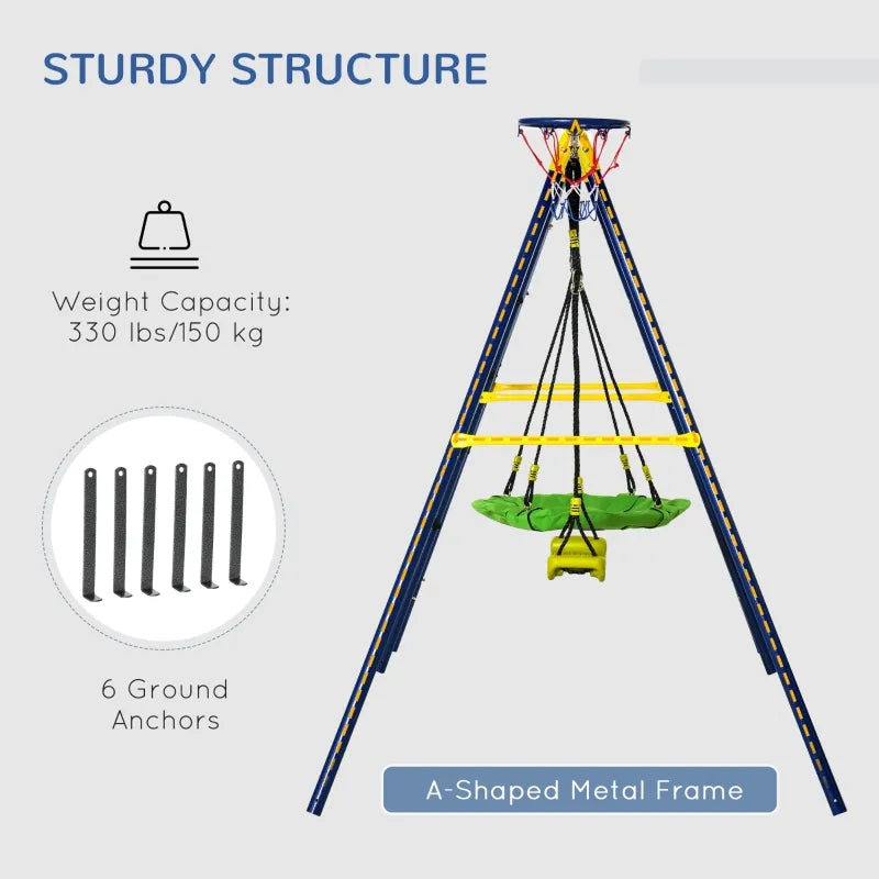 Outdoor Swing Set with Saucer Swing