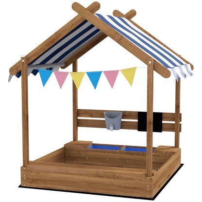 Wooden House Sandbox with Canopy