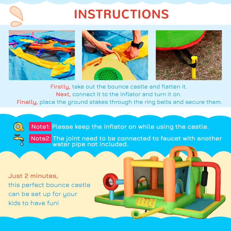 7in1 Inflatable Water Bounce House with Boxing Post