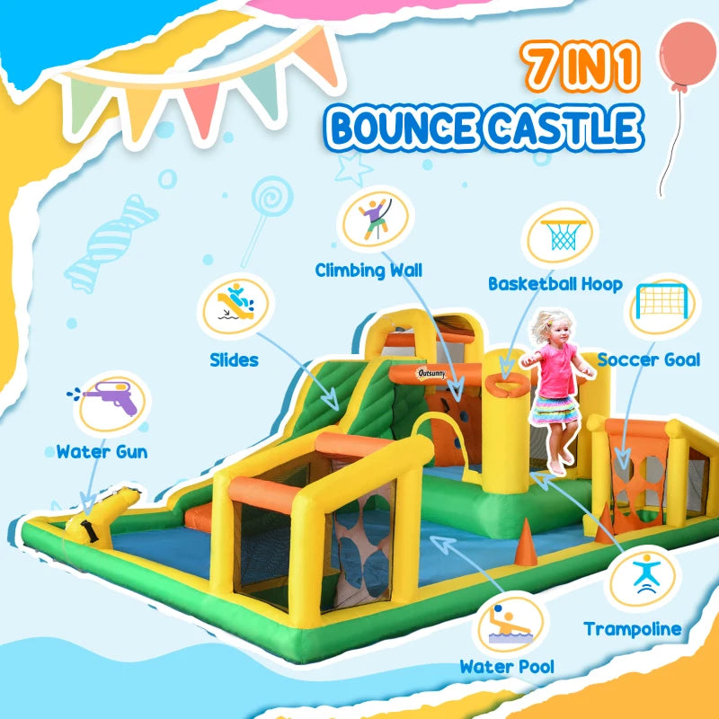 7in1 Inflatable Water Bounce House with Trampoline