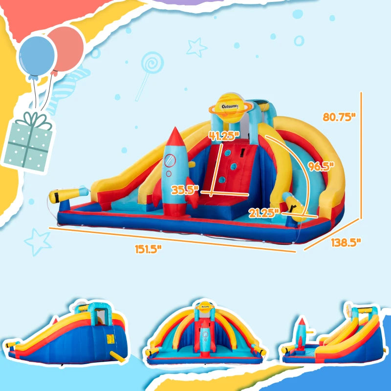 5in1 Inflatable Water Bounce House with Rocket