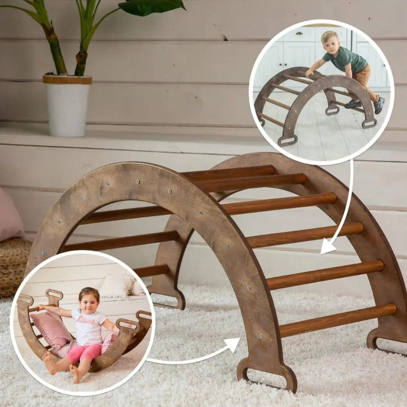 Montessori Climbing Arch & Cushion - Chocolate