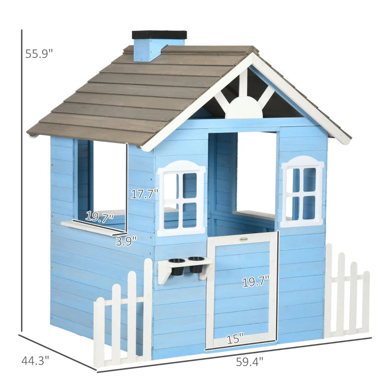 Outdoor Wooden Playhouse with Flower Pot Holders