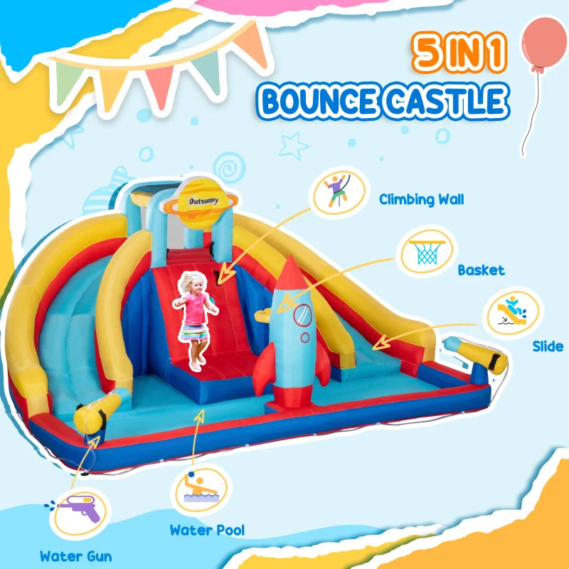 5in1 Inflatable Water Bounce House with Rocket