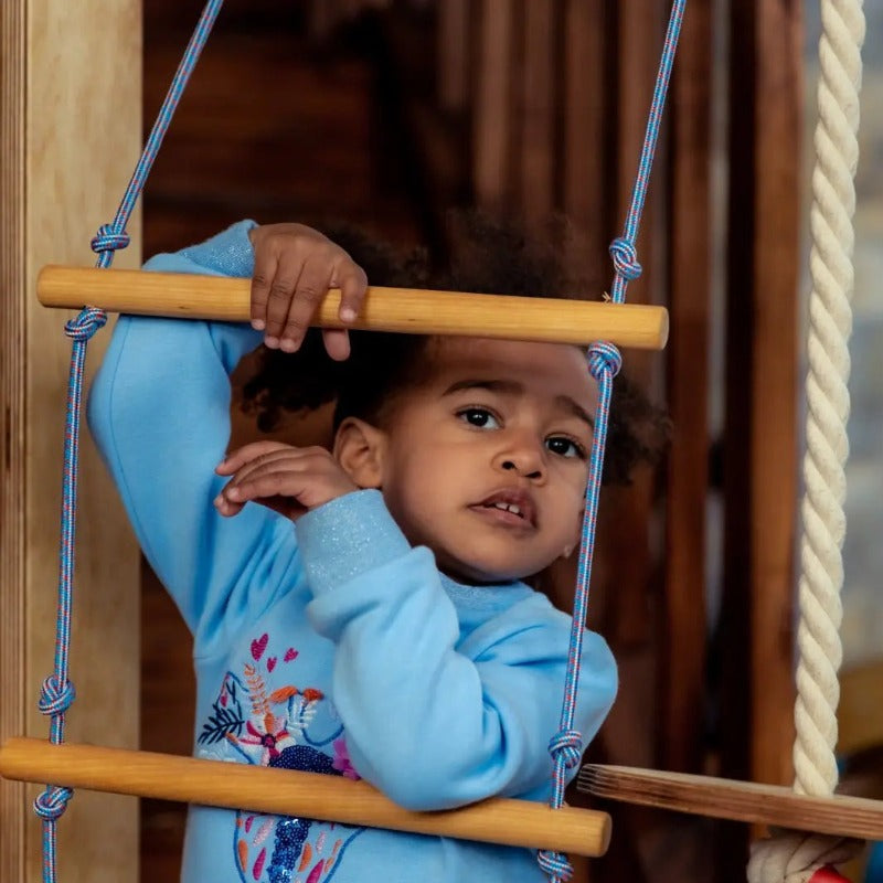 Wooden Playhouse with Swings and Slide