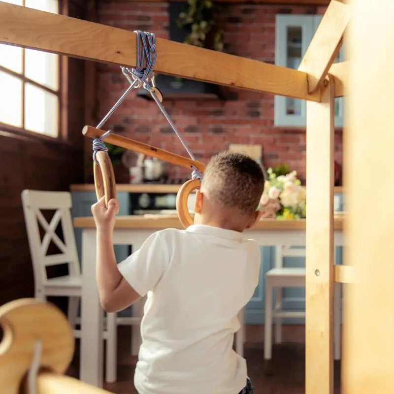 Wooden Playhouse with Swings and Slide