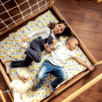 Wooden Playhouse with Triangle ladder, Slide Board and Swings