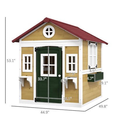 Outdoor Wooden Playhouse with Planter Boxes