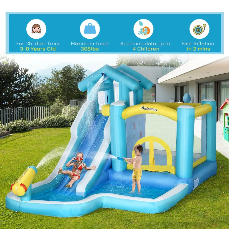 5in1 Inflatable Bounce House with Climbing Wall, Trampoline, & Pool