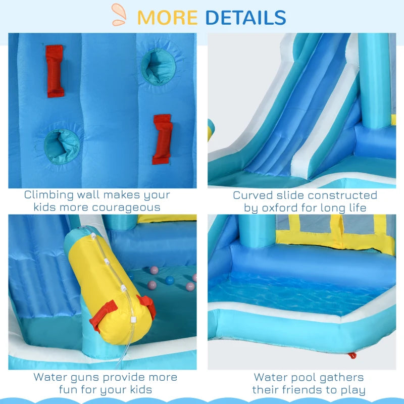 5in1 Inflatable Bounce House with Climbing Wall, Trampoline, & Pool