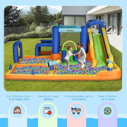 7in1 Water Slide with Pool, Basketball Hoop & Football Stand