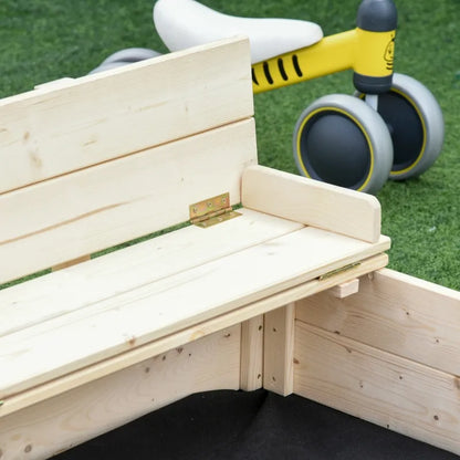 Wooden Sandbox with Bench & Storage Boxes