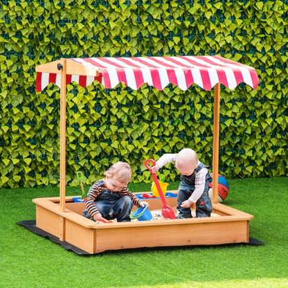 Outdoor Sandbox with Canopy & Foldable Bench Seats