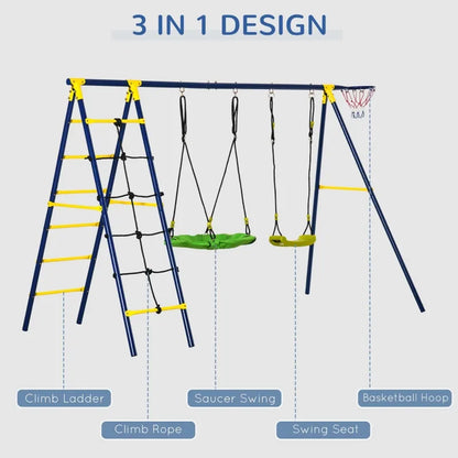 Outdoor Swing Set with Saucer Swing