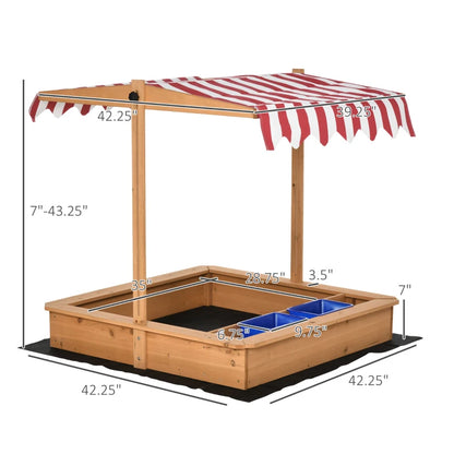 Outdoor Sandbox with Canopy & Foldable Bench Seats