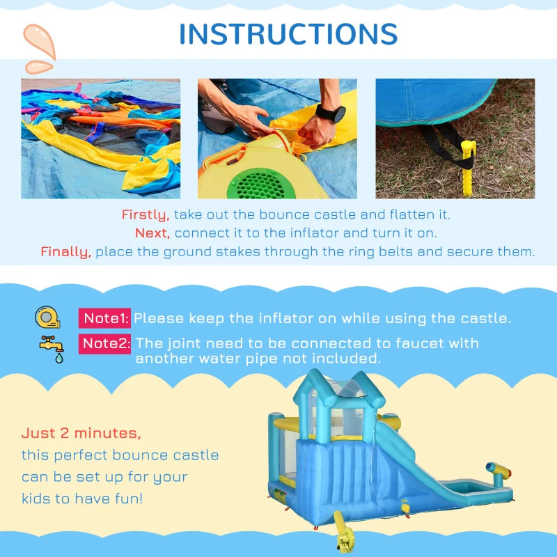 5in1 Inflatable Bounce House with Climbing Wall, Trampoline, & Pool