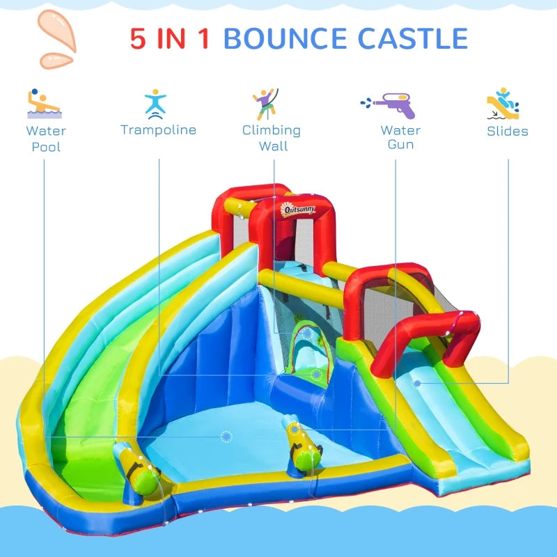 5in1 Inflatable Water Jumping Castle with Trampoline Slide