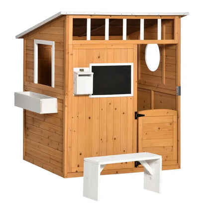 Outdoor Wooden Playhouse with Mailbox