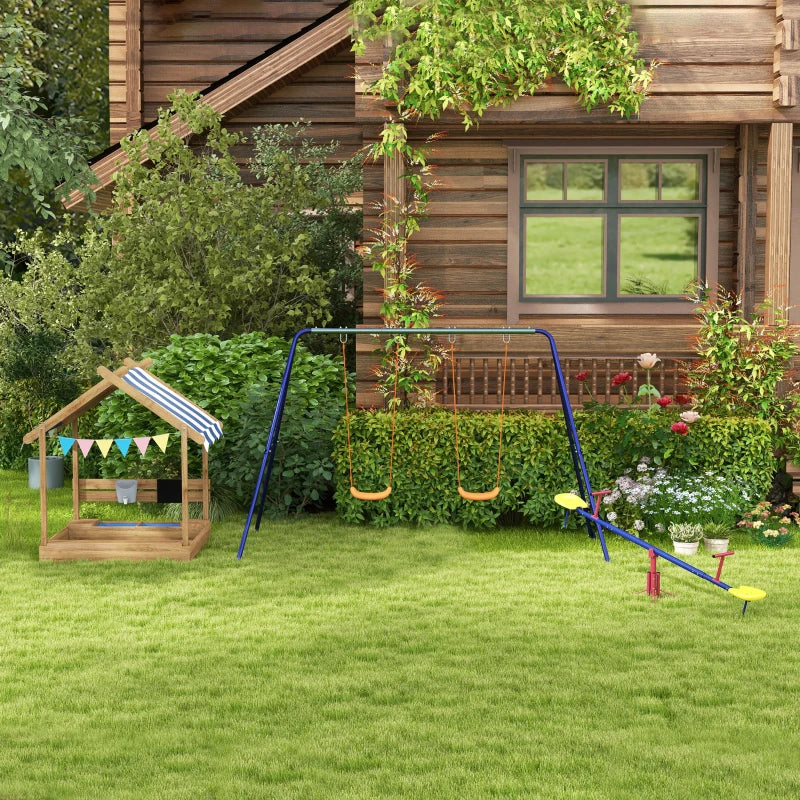 Wooden House Sandbox with Canopy