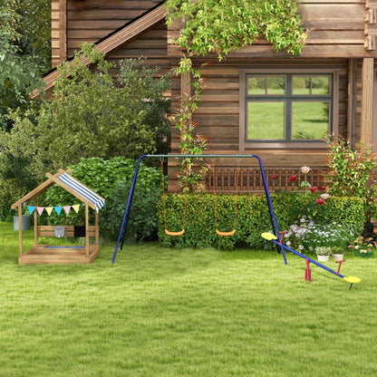 Wooden House Sandbox with Canopy